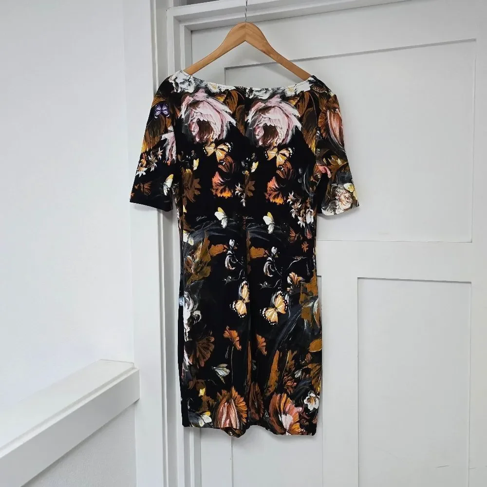 Just Cavalli Archive Print Sweetheart Pencil Dress in Floral Butterfly Print